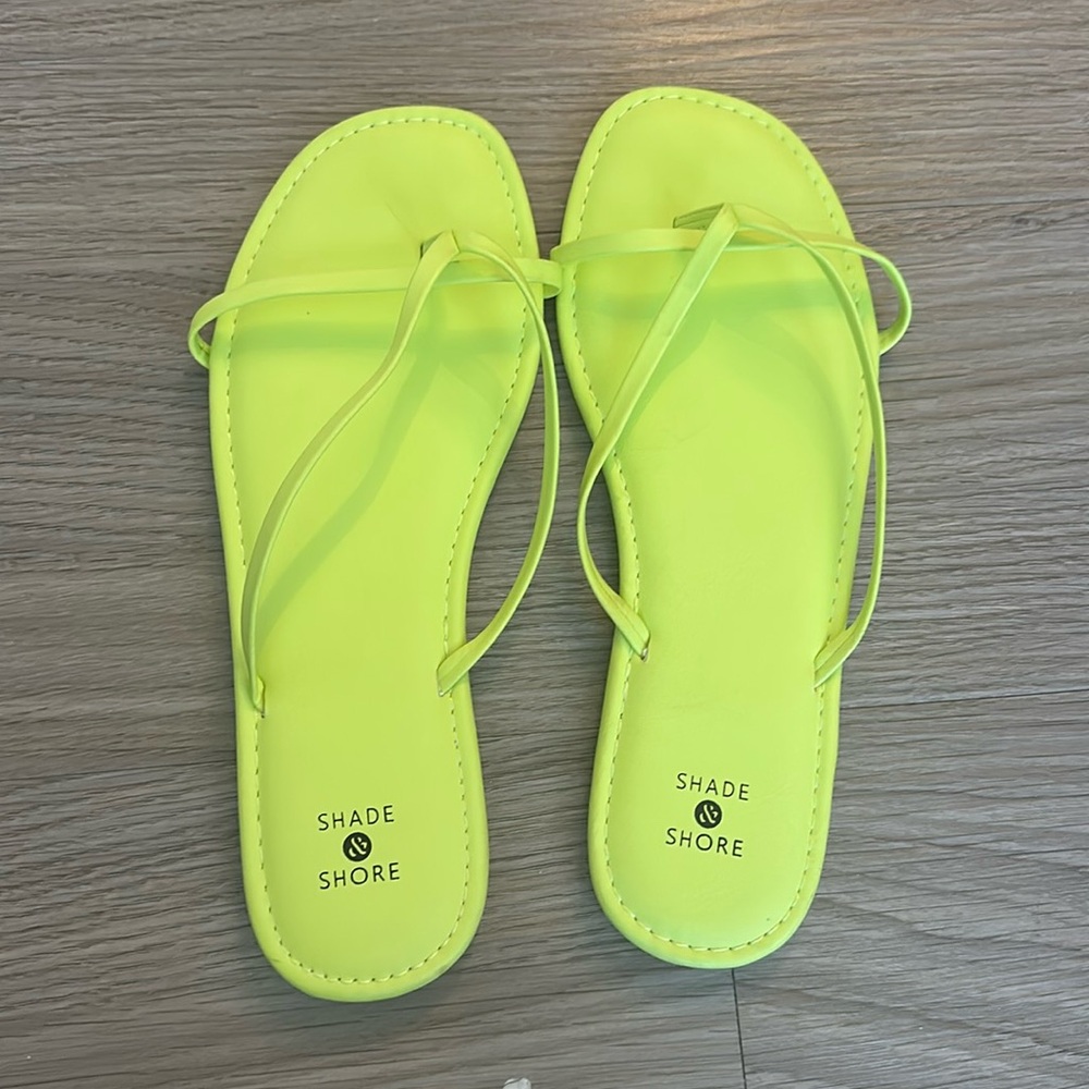 Target neon yellow green sandals slides sz 8